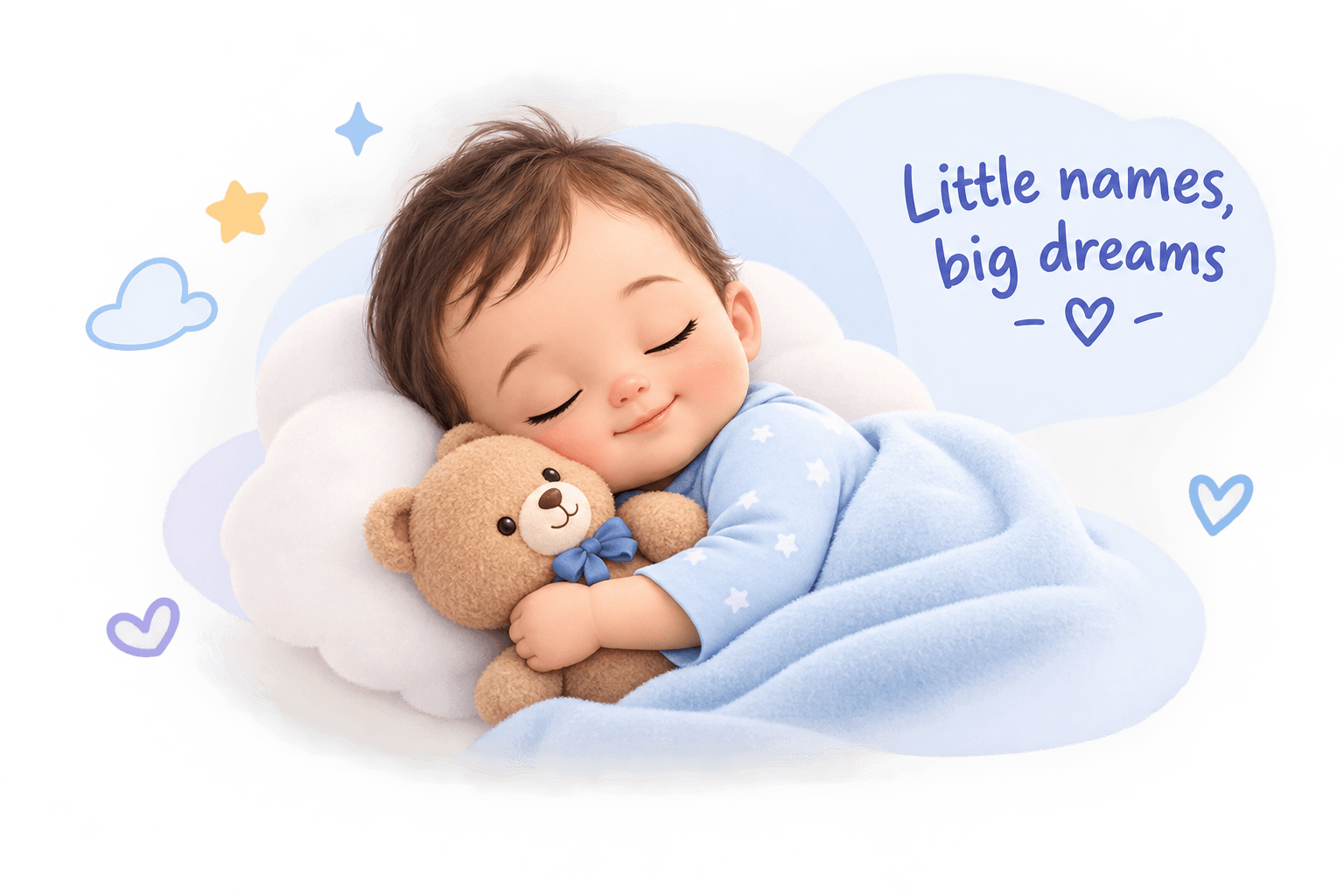 Sleeping baby holding a teddy bear